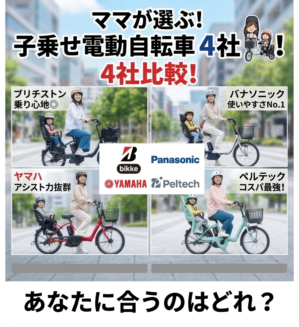 『子乗せ電動自転車をメーカー別に比較してみました！』【子乗せ電動自転車比較】
