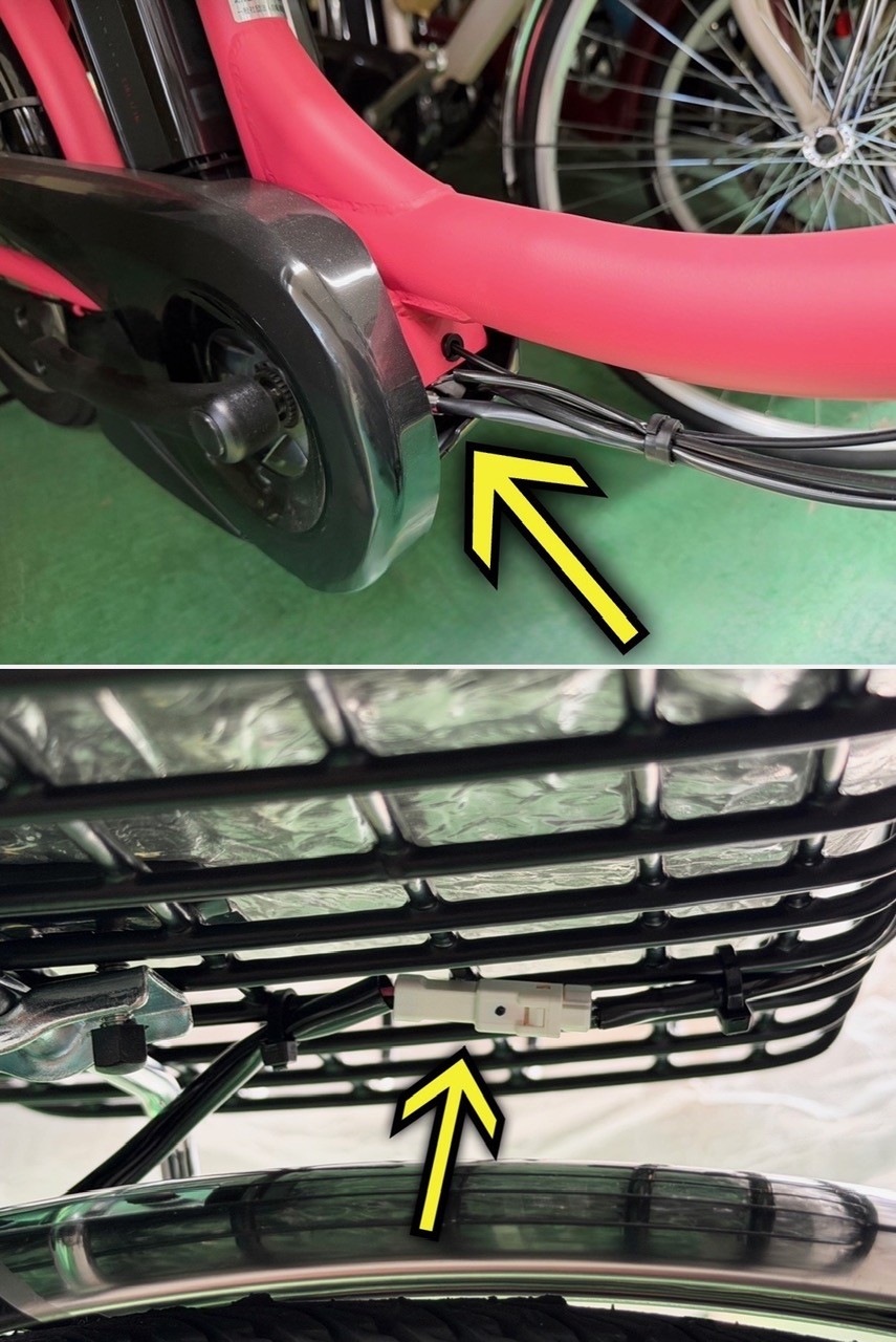 電動自転車の配線が見えているけど大丈夫？カバーの付け忘れではなく仕様です